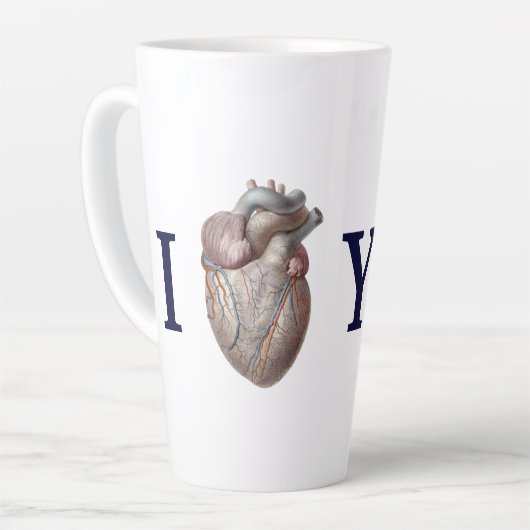 menselijke anatomie, ik hou van je latte mok (Linkerhoek)