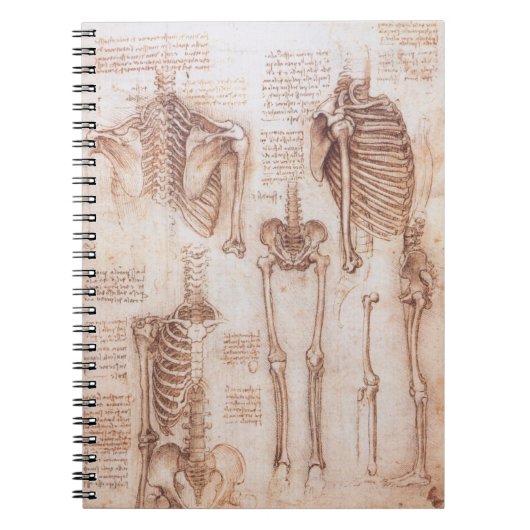 Menselijke anatomie Skeleton Botten van Leonardo d Notitieboek (Voorkant)