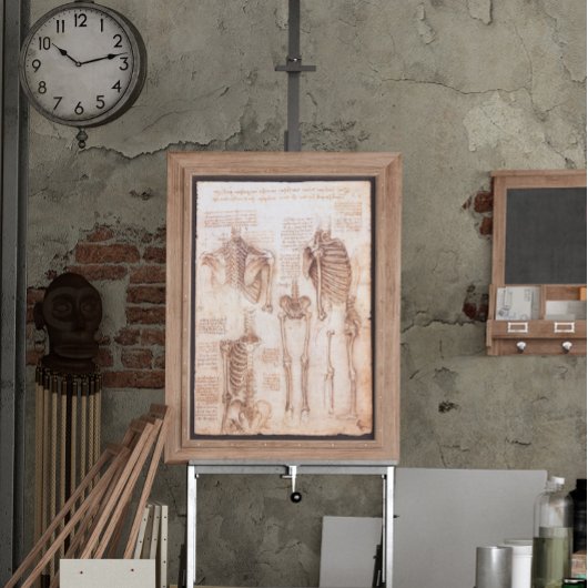 Menselijke anatomie Skeleton Botten van Leonardo d Poster