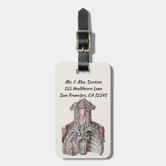 menselijke anatomie Throat, nek, borst, ribben Bagagelabel (Voorkant verticaal)