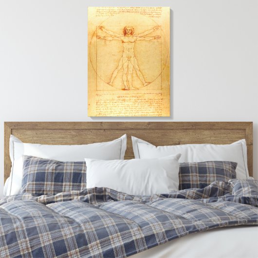 Menselijke anatomie, Vitruviaans Man van Leonardo  Canvas Afdruk (Insitu (Slaapkamer))