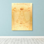 Menselijke anatomie, Vitruviaans Man van Leonardo  Canvas Afdruk (Insitu (Houten vloer))