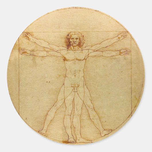 Menselijke anatomie, Vitruviaans Man van Leonardo Ronde Sticker (Voorkant)