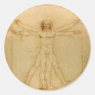 Menselijke anatomie, Vitruviaans Man van Leonardo Ronde Sticker