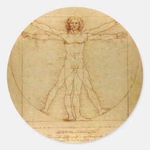 Menselijke anatomie, Vitruviaans Man van Leonardo  Ronde Sticker