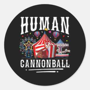 Menselijke Kanonskogel Circus Kermis Ronde Sticker