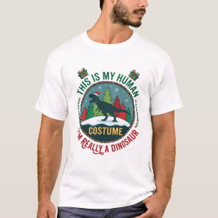 Menselijke Kostuum Dinosaurus Kerstman Hoed Dennen T-shirt
