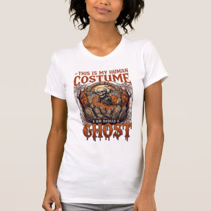 Menselijke Kostuum Geest Skelet Kerkhof Maan Hallo T-shirt