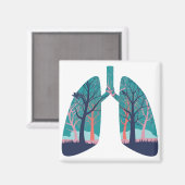 Menselijke longen met abstract bos magneet (Voorkant / Achterkant)