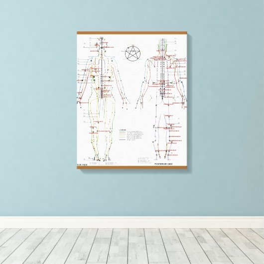 Menselijke Meridianen & Druk Pt Grafiek verpakt Ca Canvas Afdruk (Insitu (Houten vloer))