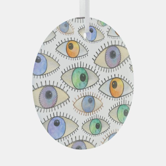 Menselijke ogen: Waterverf open blik Glas Ornament (Voorkant Rechts)