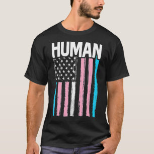 Menselijke regenboog Amerikaanse vlag LGBT Onderst T-shirt