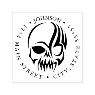 Menselijke schedel en Tribal Tattoo Pirate Return Zelfinktende Stempel