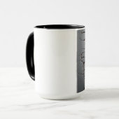 Menselijke schedel in een gebarsten muur mok (Voorkant links)