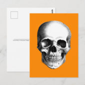 Menselijke schedel op Halloween Oranje Briefkaart (Voorkant / Achterkant)
