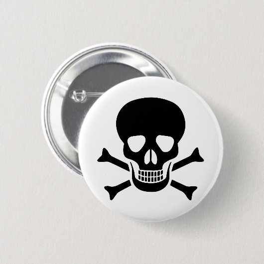 Menselijke schedel ronde button 5,7 cm (Voorkant /achterkant)