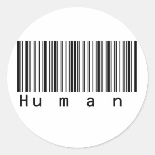 Menselijke streepjescode scant echt. ronde sticker