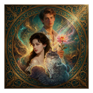 Menselijke Ziel Kat – Glanzende Fantasieposter Perfect Poster