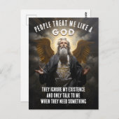 Mensen behandelen me als een God - goddelijk grapp Briefkaart (Voorkant / Achterkant)