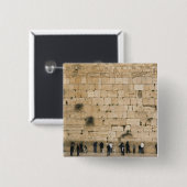 Mensen bidden aan de wand vierkante button 5,1 cm (Voorkant /achterkant)