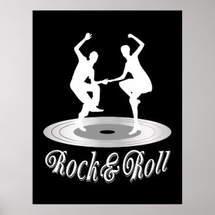Mensen dansen rock en roll poster