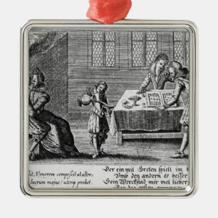 Mensen die backgammon spelen metalen ornament