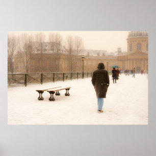 Mensen die in het sneeuwPoster rondlopen Poster