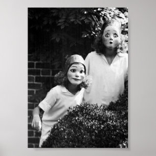 Mensen die maskers dragen, vreemd,  poster