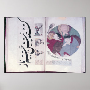 Mensen die slapen en kalligrafie poster