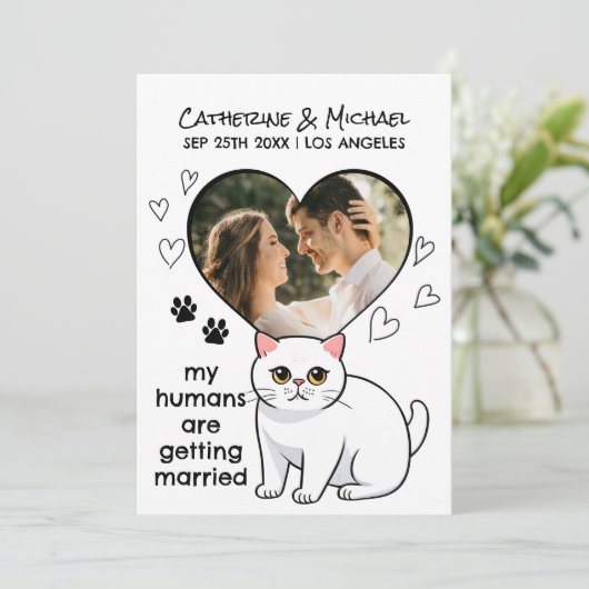Mensen Die Trouwen Schattige Kattenliefhebbers Han Save The Date (Staand voorkant)