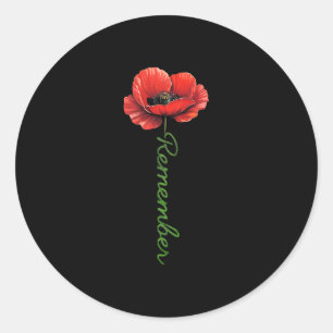 Mensen eren en herinneren klaproos bloem taal ronde sticker