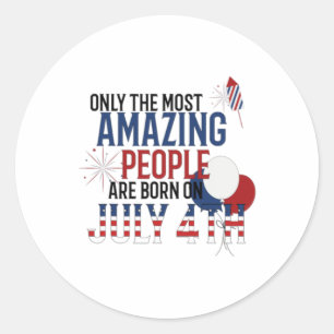 Mensen geboren op 4 juli Verjaardag Onafhankelijkh Ronde Sticker