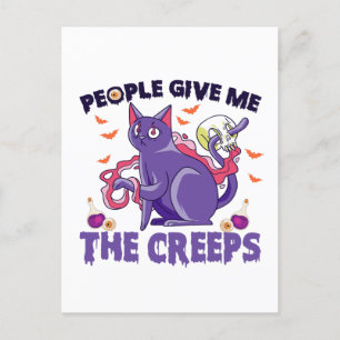 Mensen geeft me de Creeps Spooky Cat Halloween Briefkaart
