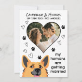 Mensen Getrouwd krijgen Duitse Herder Hand getrokk Save The Date (Voorkant)