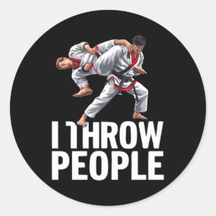 Mensen Gooien Vechtkunst Karate Yudo Grappig Jiu Ronde Sticker