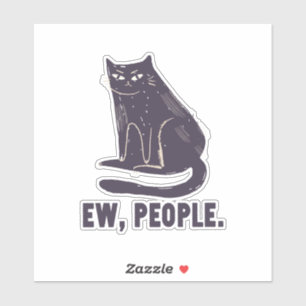 Mensen Grappige Humor Introvert Meowy Black Cat Sticker