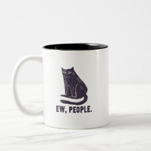Mensen Grappige Humor Introvert Meowy Black Cat Tweekleurige Koffiemok