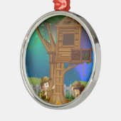 Mensen kamperen in het park metalen ornament (Links)