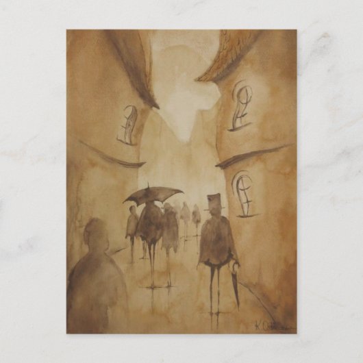 mensen liepen zo briefkaart (Voorkant)