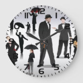 Mensen met paraplu's grote klok (Voorkant)