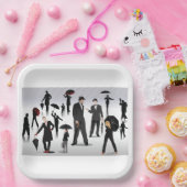 Mensen met paraplu's papieren bordje (Feest)