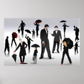 Mensen met paraplu's poster (Voorkant)