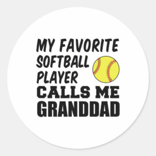 Mensen Mijn Favoriete Softbalspeler Noemt Me Opa Ronde Sticker