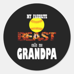 Mensen Mijn favoriete zachte beest noemt me opa. Ronde Sticker