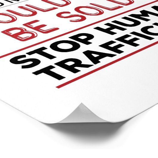 Mensen mogen niet worden verkocht tegen mensenhand poster (Hoek)