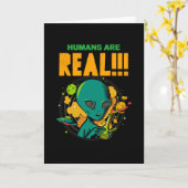 Mensen zijn ECHT!!!!!! Geschokte Alien illustrator Kaart (Gele Bloem)