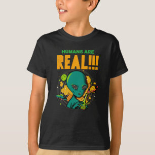 Mensen zijn ECHT!!!!!! Geschokte Alien illustrator T-shirt
