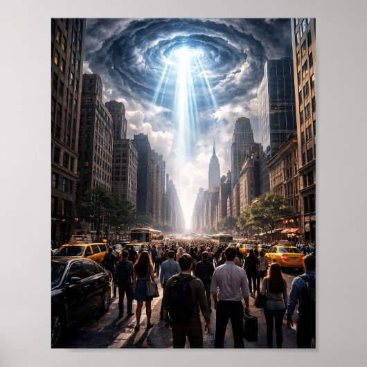 Mensenmenigte die Hemelverschijnsel Bekijkt Stad S Poster (Voorkant)