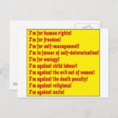 Mensenrechten Briefkaart (Voorkant / Achterkant)