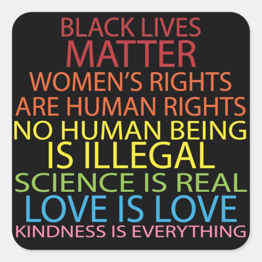 Mensenrechten Vierkante Sticker (Voorkant)